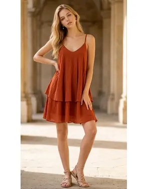 Garde-robe - Kort Kleedje - Donker oranje