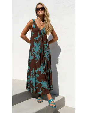 Garde-robe - Lang kleed - Blauw-bruin