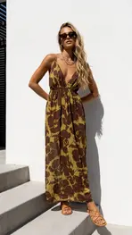 Garde-robe - Lang kleed - Olijf-groen