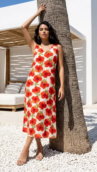 Garde-robe - Halflang Kleedje - Rood