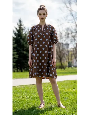 Garde-robe - Halflang Kleedje - Blauw-bruin