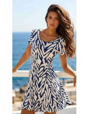 Garde-robe - Kort Kleedje - Wit-blauw