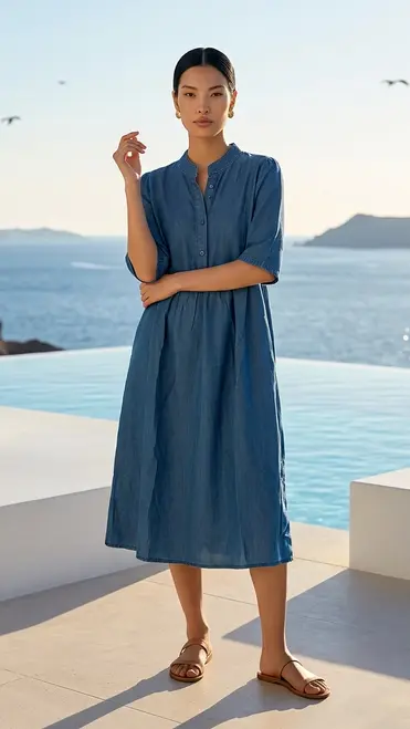 Garde-robe - Halflang Kleedje - Jeans licht