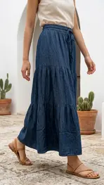 Garde-robe - Lange Rok - Jeans licht
