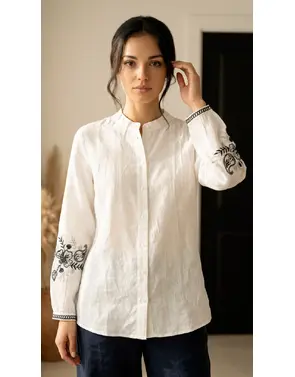 Garde-robe - Blouse - Wit-blauw