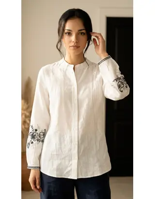Garde-robe - Blouse - Wit-blauw