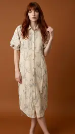 Garde-robe - Lang kleed - Blauw-beige