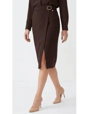 Amelie & Amelie - Halflange Rok - Donker bruin