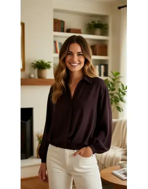 Amelie & Amelie - Blouse - Donker bruin