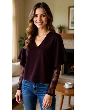 Amelie &amp; Amelie - Blouse - Donker bruin