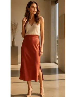 Amelie & Amelie - Lange Rok - Donker oranje