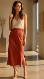 Amelie &amp; Amelie - Lange Rok - Donker oranje
