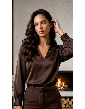 Amelie & Amelie - Blouse - Bruin