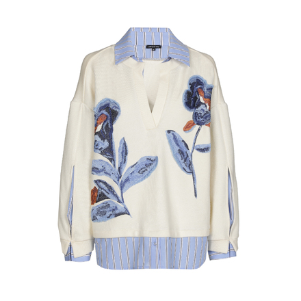 Caroline Biss - Pull - Ecru-blauw