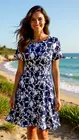 Garde-robe - Kort Kleedje - Wit-blauw