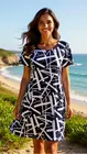 Garde-robe - Kort Kleedje - Wit-blauw