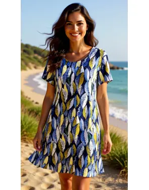 Garde-robe - Kort Kleedje - Geel-blauw