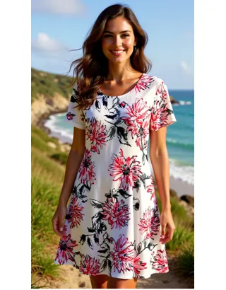 Garde-robe - Kort Kleedje - Wit-roze
