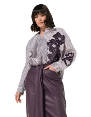 Caroline Biss - Blouse - Bruin-wit