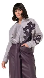 Caroline Biss - Blouse - Bruin-wit