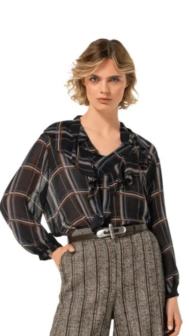 Caroline Biss - Blouse - Zwart-bruin