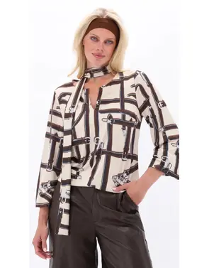 K-design - Blouse - Beige-bruin