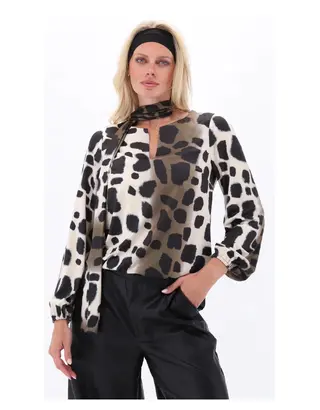 K-design - Blouse - Zwart-beige