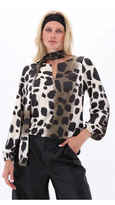 K-design - Blouse - Zwart-beige