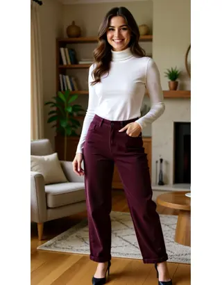 Red Button - Lange Broek - Bordeaux