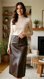 Red Button - Halflange Rok - Bruin