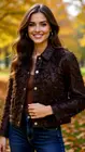 Red Button - Blouse - Donker bruin