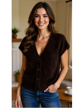 Red Button - Gilet - Donker bruin