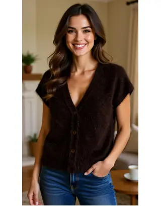 Red Button - Gilet - Donker bruin