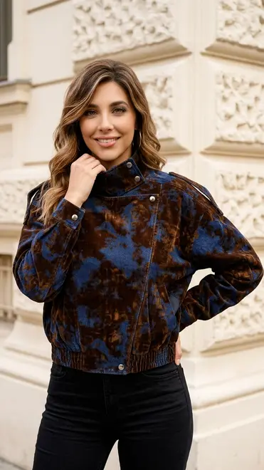 Garde-robe - BOMBER - Blauw-bruin