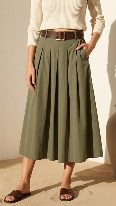 Garde-robe - Lange Rok - Kaki