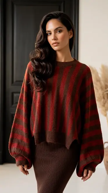 Garde-robe - Pull - Bruin-bordeaux