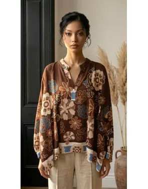Garde-robe - Blouse - Blauw-bruin