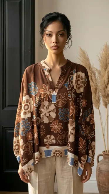 Garde-robe - Blouse - Blauw-bruin