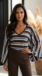 Garde-robe - Pull - Blauw-bruin
