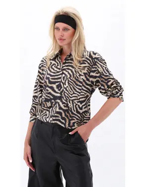 K-design - Blouse - Zwart-beige