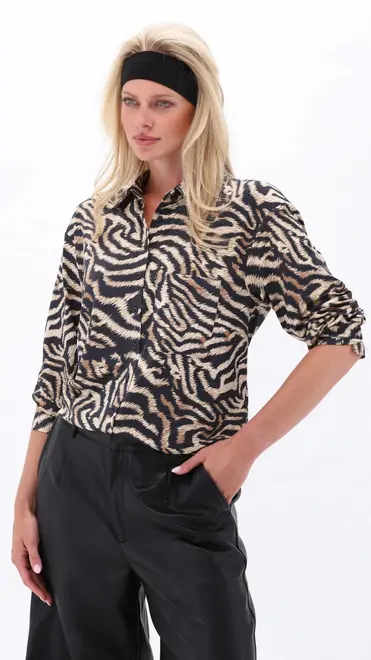 K-design - Blouse - Zwart-beige