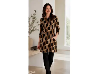 Garde-robe - Halflang Kleedje - Zwart-beige
