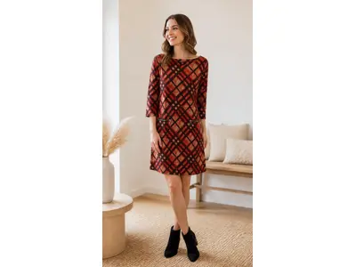 Garde-robe - Halflang Kleedje - Zwart-rood