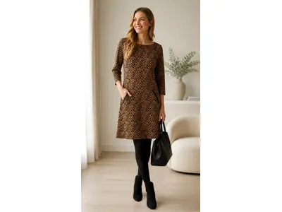 Garde-robe - Halflang Kleedje - Zwart-beige