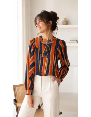 Garde-robe - Blouse - Blauw-oranje