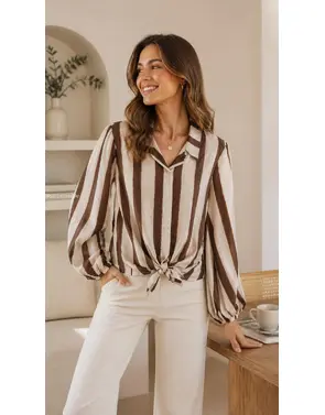 Garde-robe - Blouse - Bruin-wit