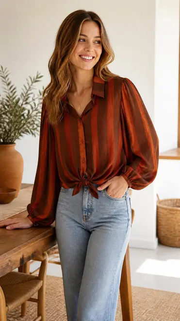 Garde-robe - Blouse - Bruin-oranje