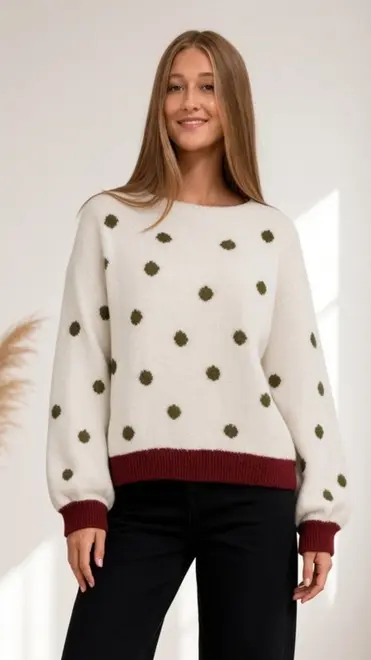 Amelie &amp; Amelie - Pull - Groen-ecru