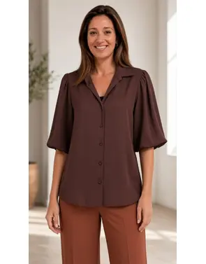 Amelie &amp; Amelie - Blouse - Donker bruin