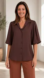 Amelie &amp; Amelie - Blouse - Donker bruin
